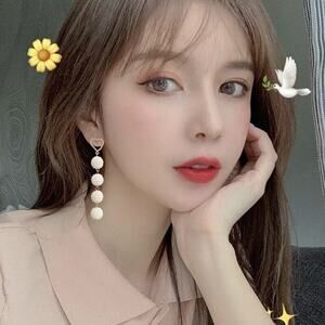 White Gold Tone Heart Texter Oval Solid Beaded Faux Pearl Earrings Boho Roun‎